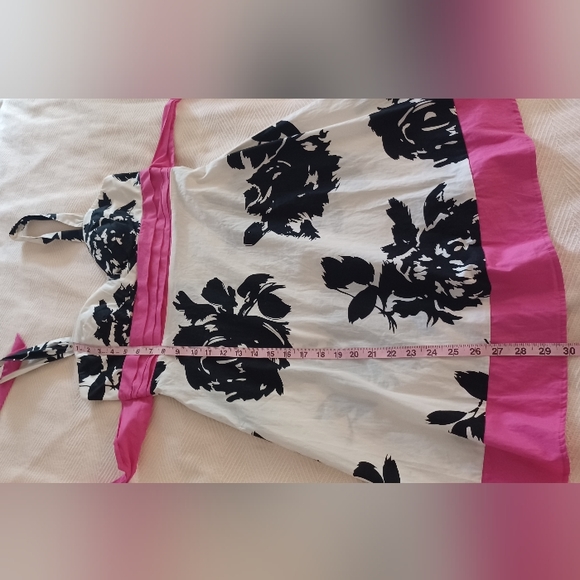 NWT City Studio 13 White Blk Floral Hot Pink Trim Formal Party Prom A-line Dress - Picture 12 of 14